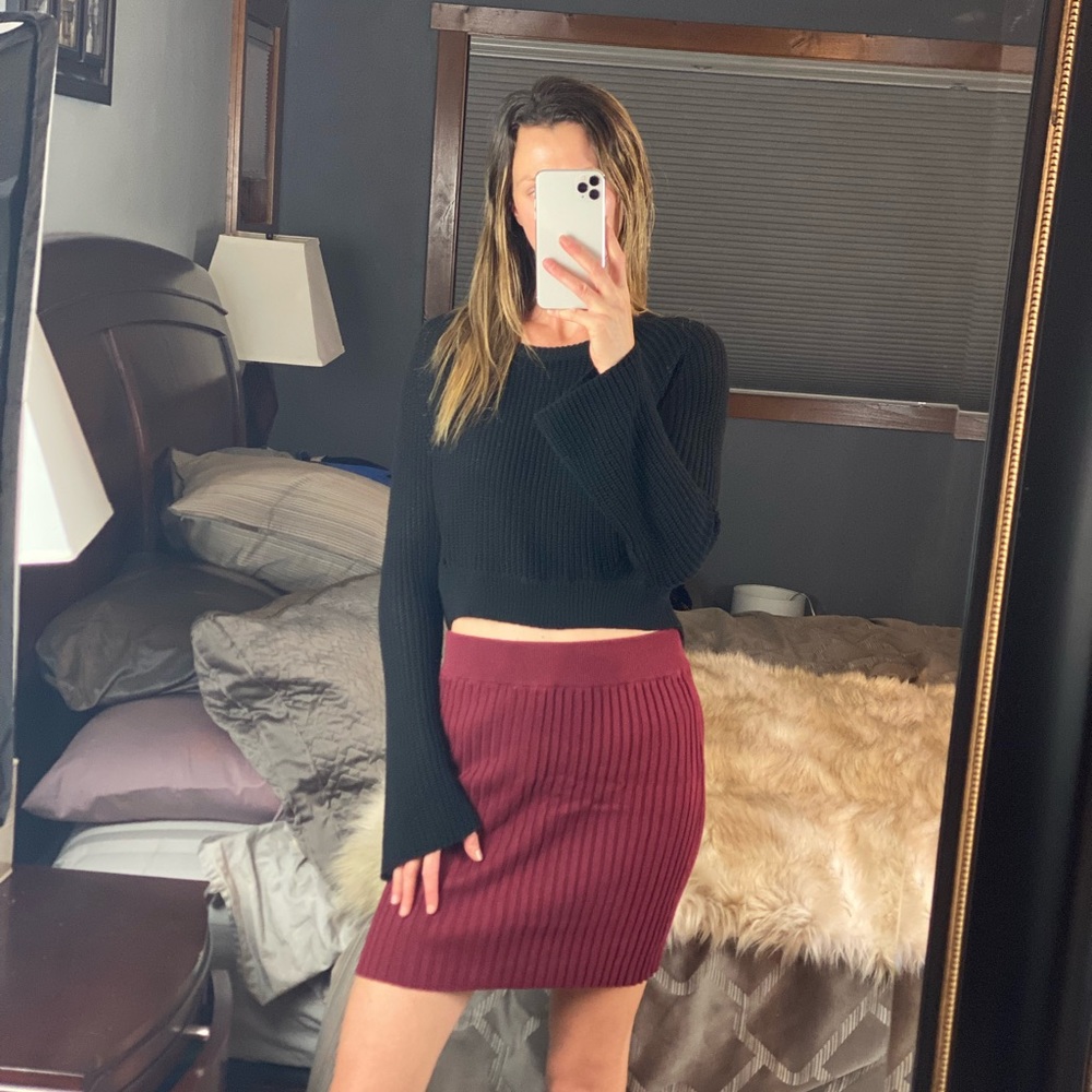 Knitz for Love & Lemons Ribbed Mini Skirt, New With Tags, Size Large